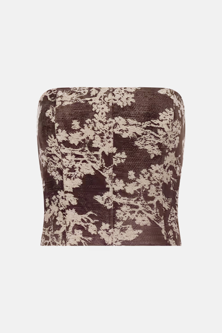Paulette Corset Top Brown Floral Tapestry