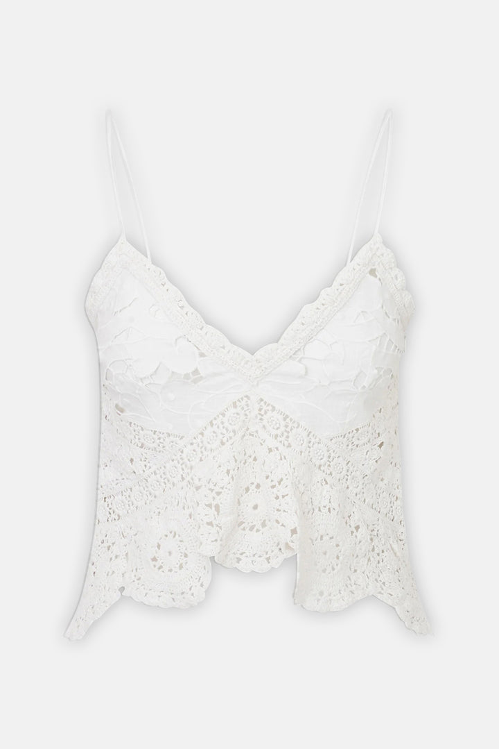 Pellier Crochet Sleeveless Top Optic White