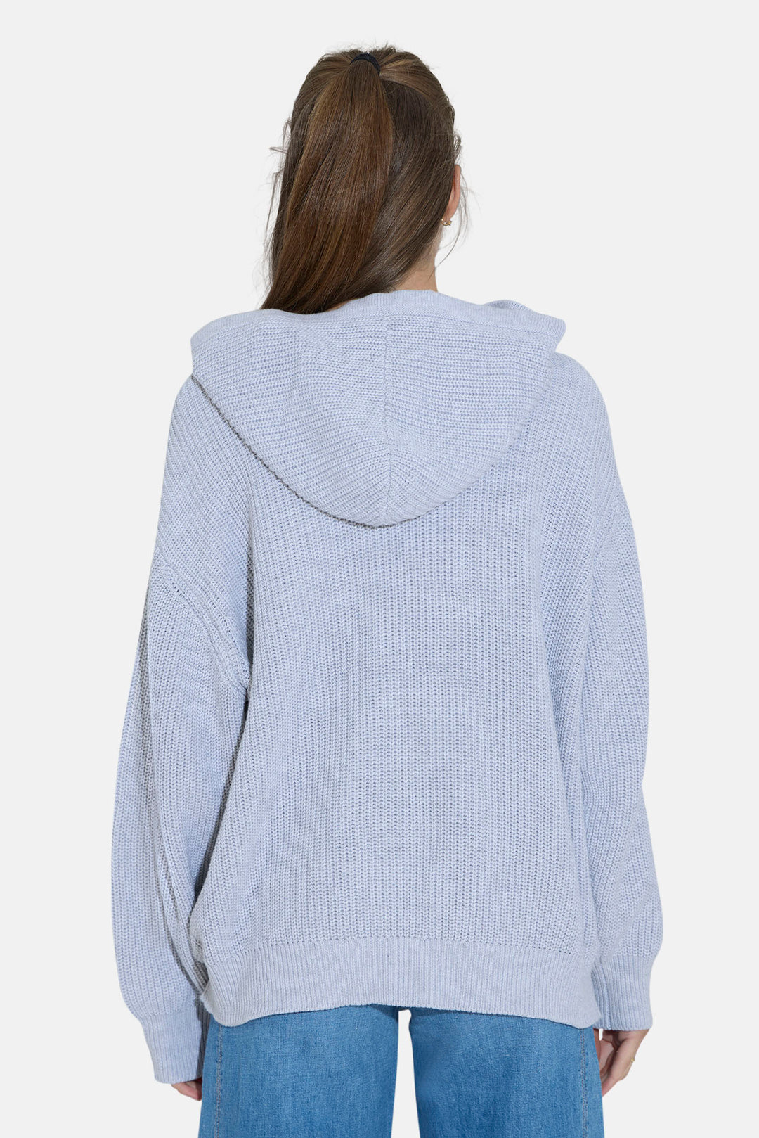 Perry Ribbed Hoodie Heather Silver