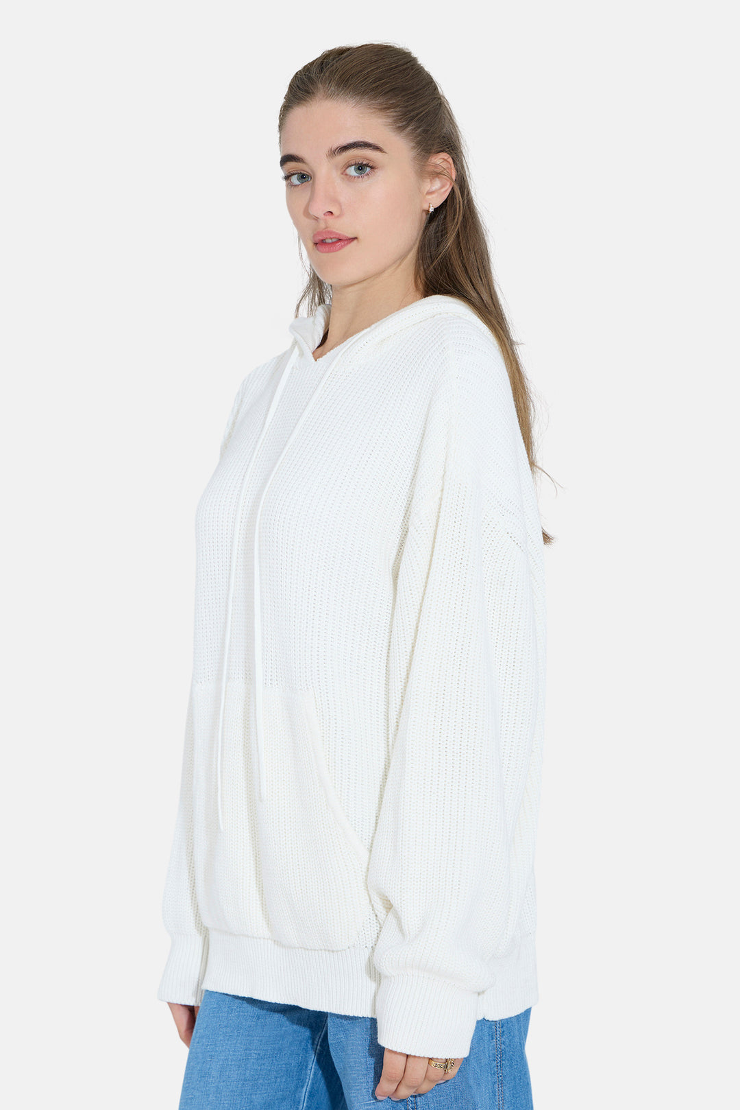 Perry Ribbed Hoodie Ivory
