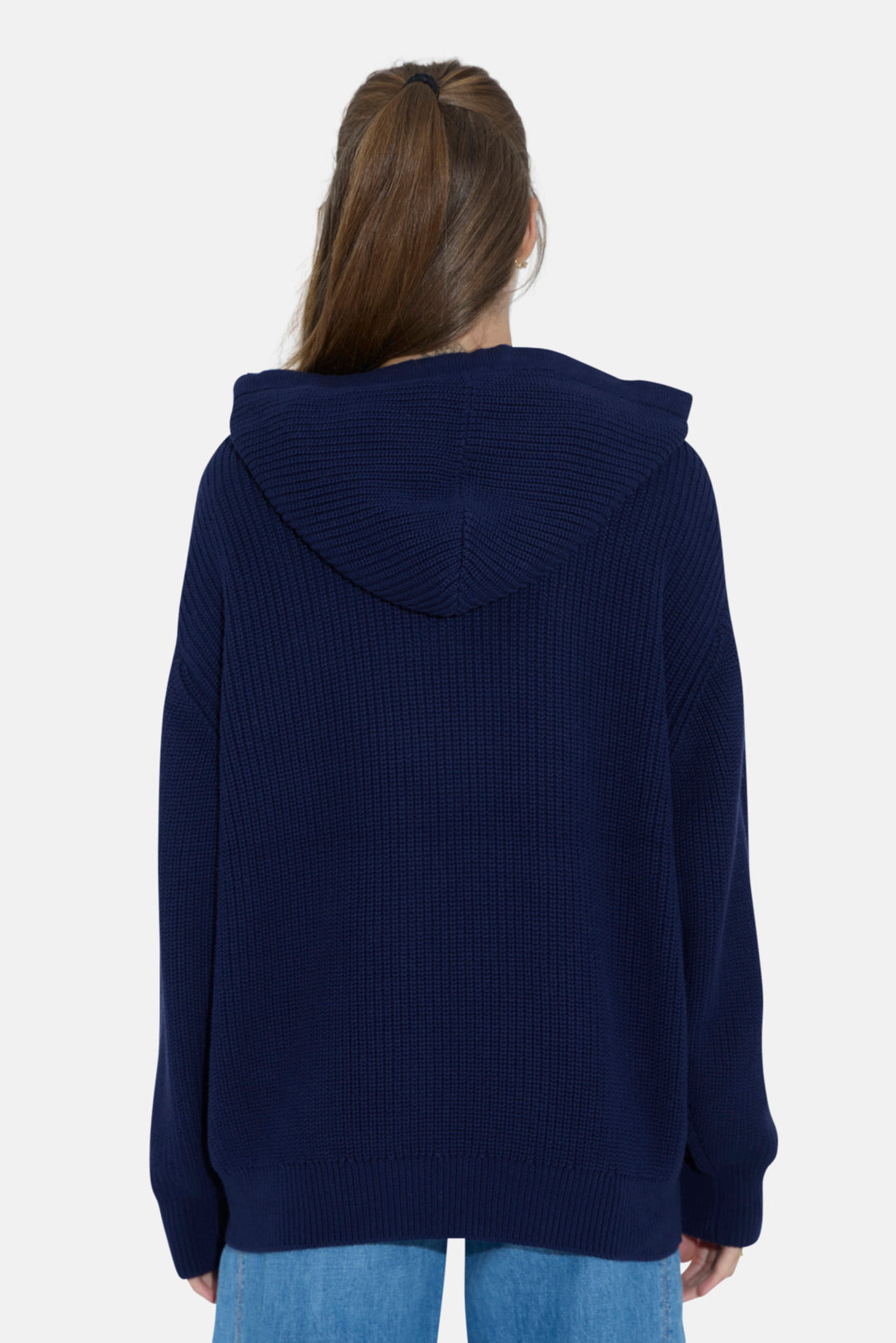 Perry Ribbed Hoodie Navy