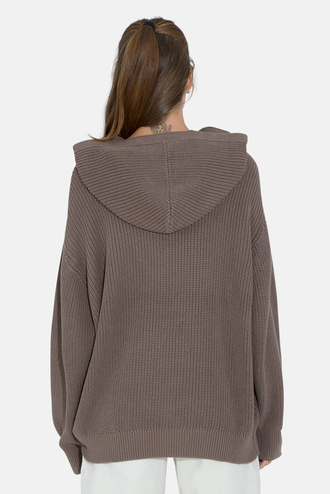 Perry Ribbed Hoodie Taupe