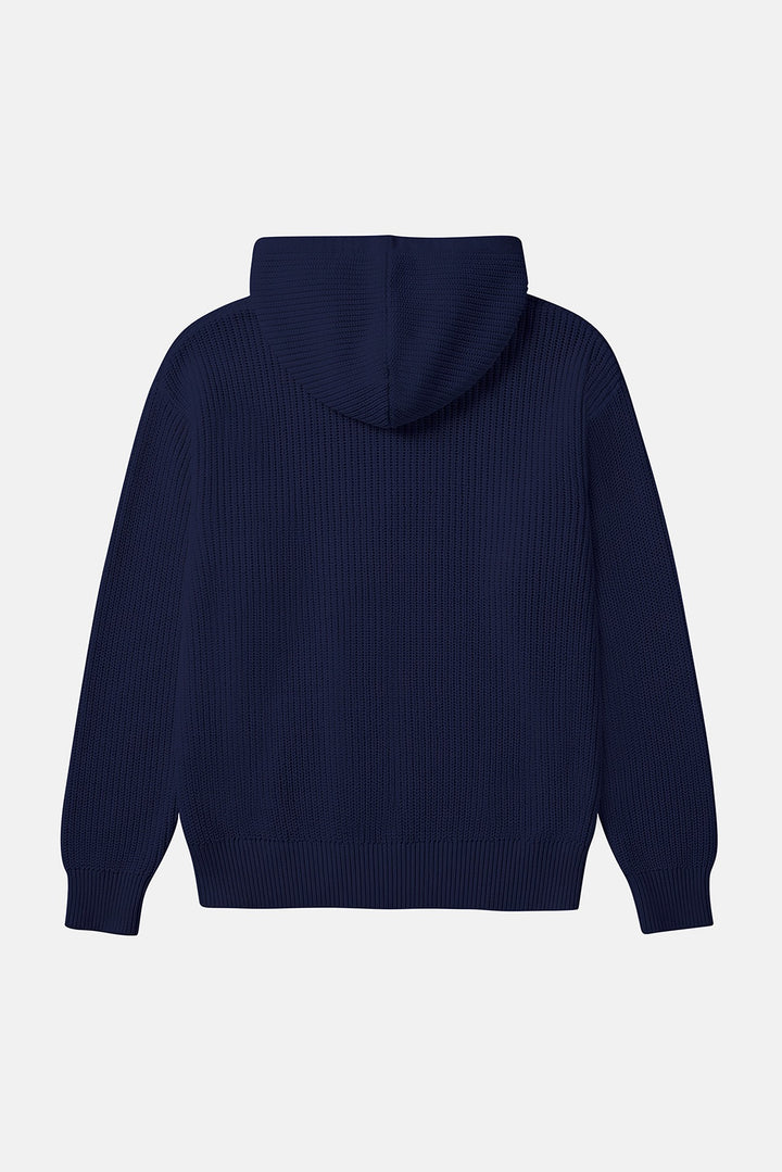 Perry Ribbed Hoodie Navy