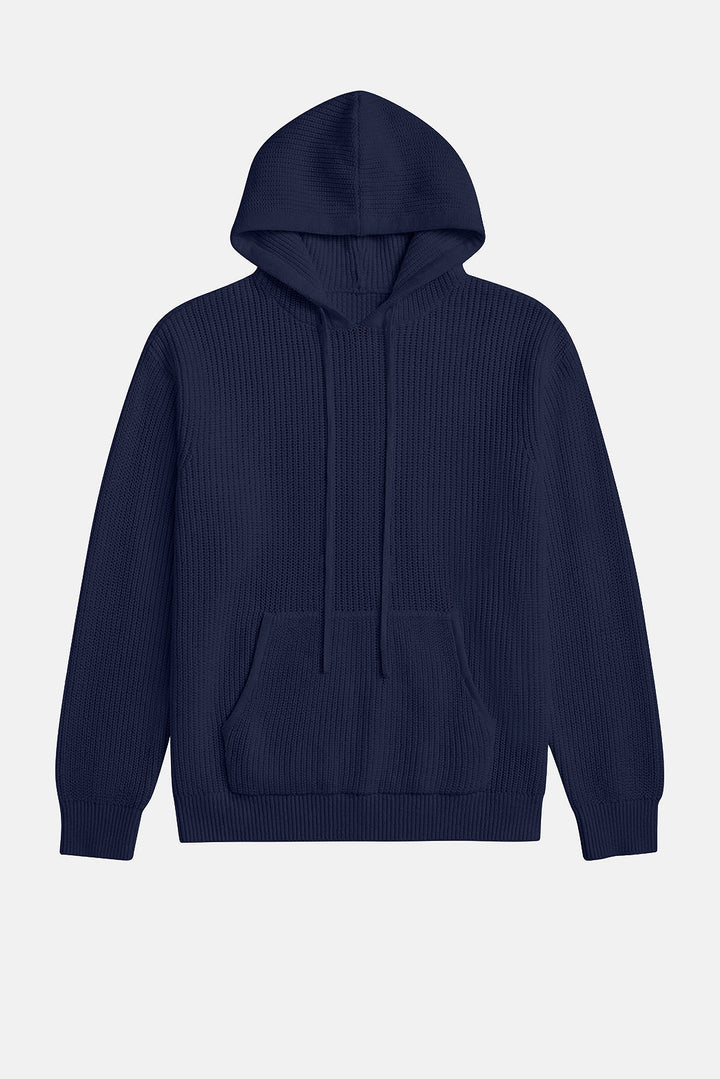 Perry Ribbed Hoodie Navy
