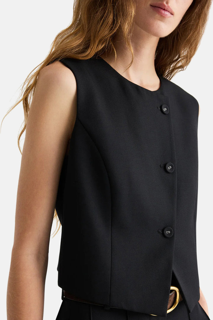 Perry Vest in Compact Tux Suiting Black