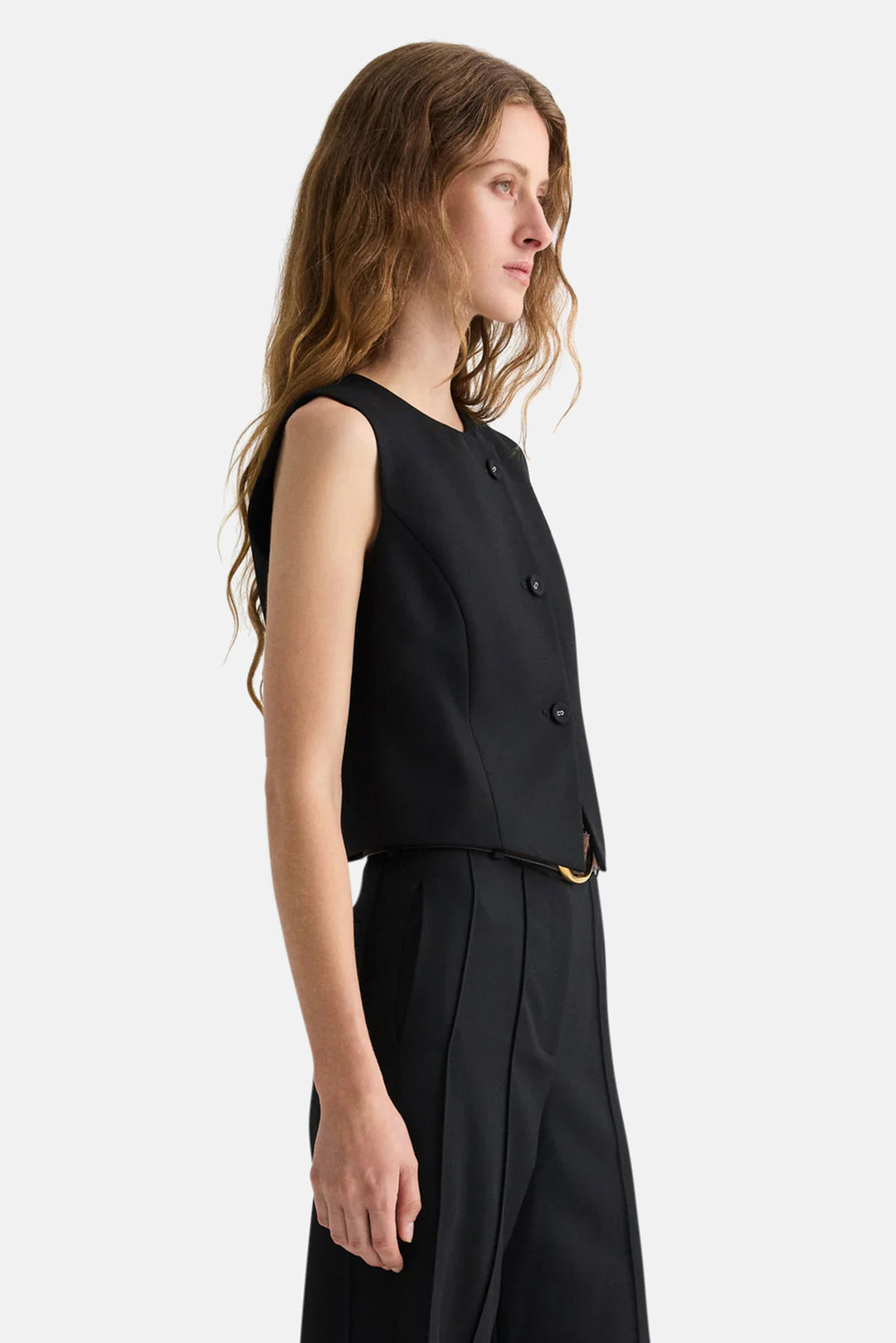 Perry Vest in Compact Tux Suiting Black