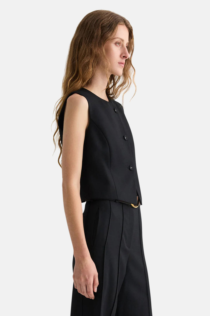 Perry Vest in Compact Tux Suiting Black