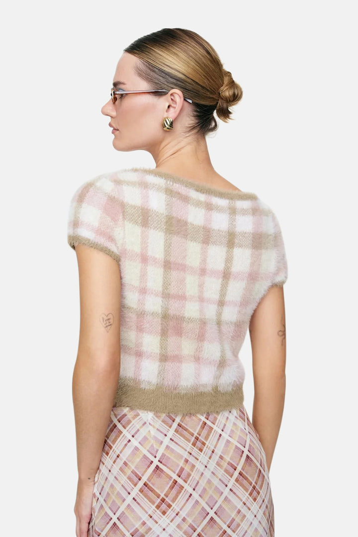 Poet Plaid Knit Top Purple