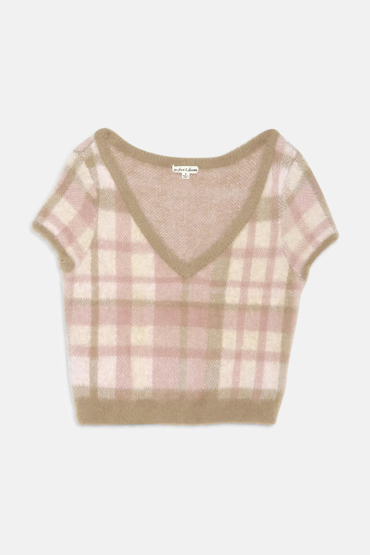 Poet Plaid Knit Top Purple