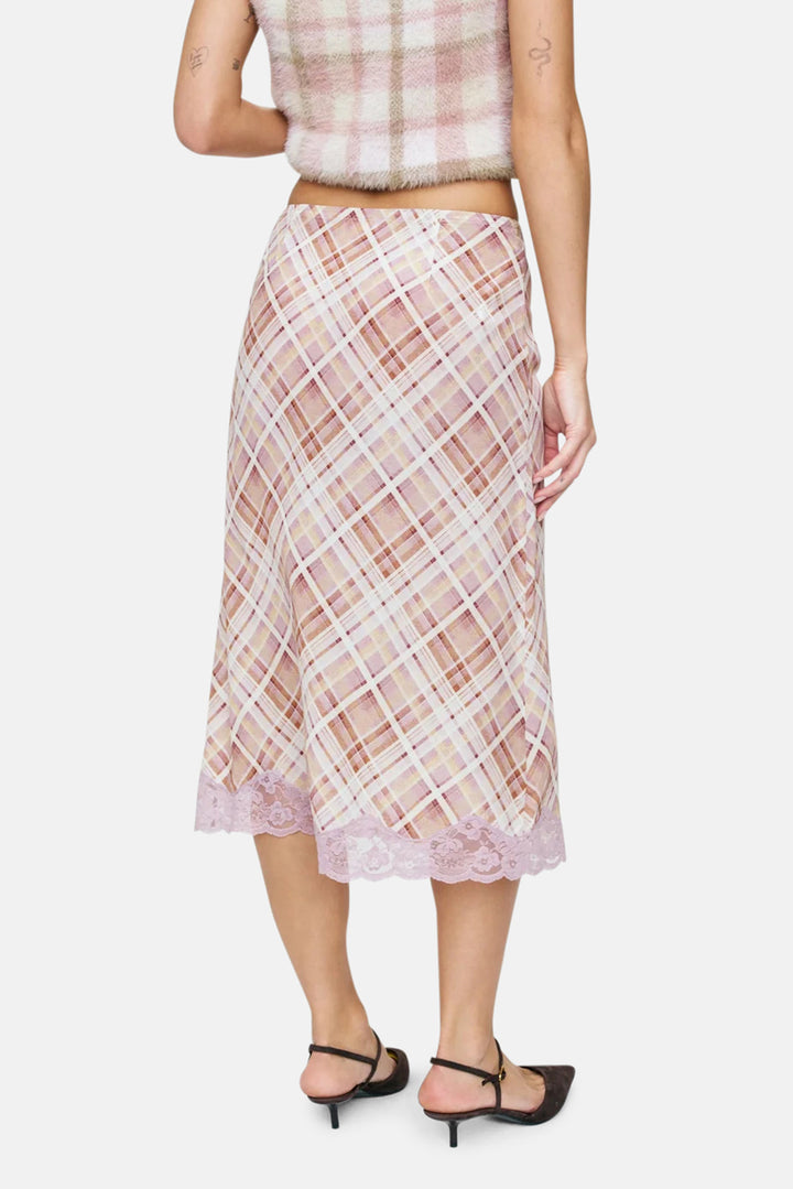 Poet Plaid Midi Skirt Purple