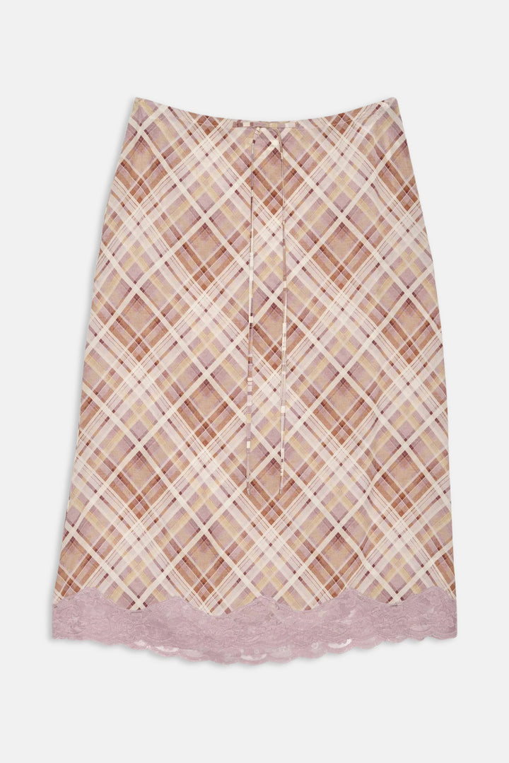 Poet Plaid Midi Skirt Purple