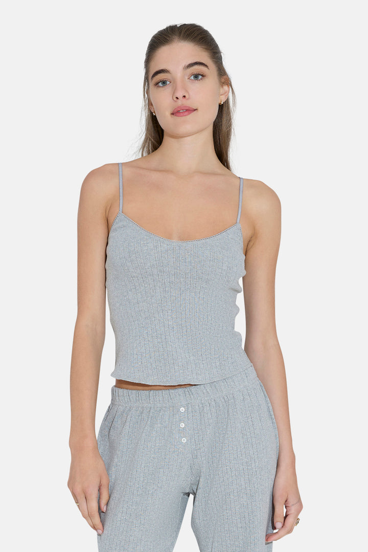 Pointelle Cami Heather Grey