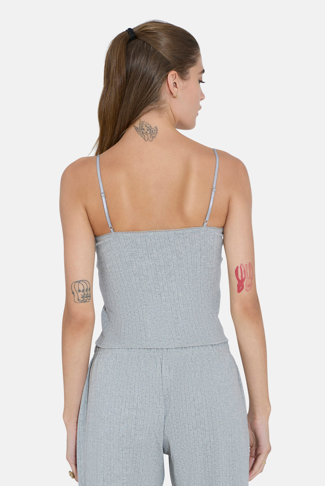Pointelle Cami Heather Grey