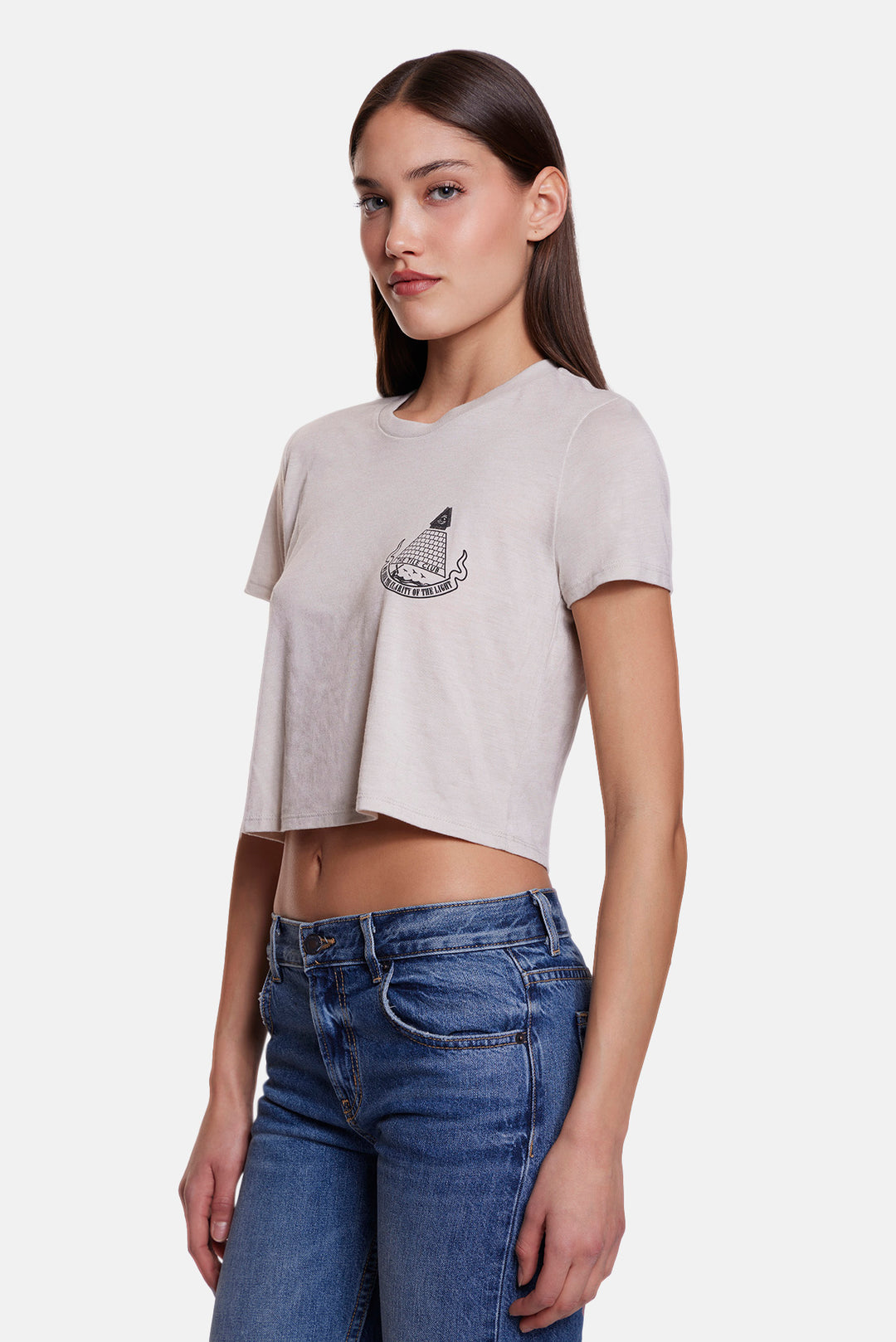 Pyramid Crop Tee Beige