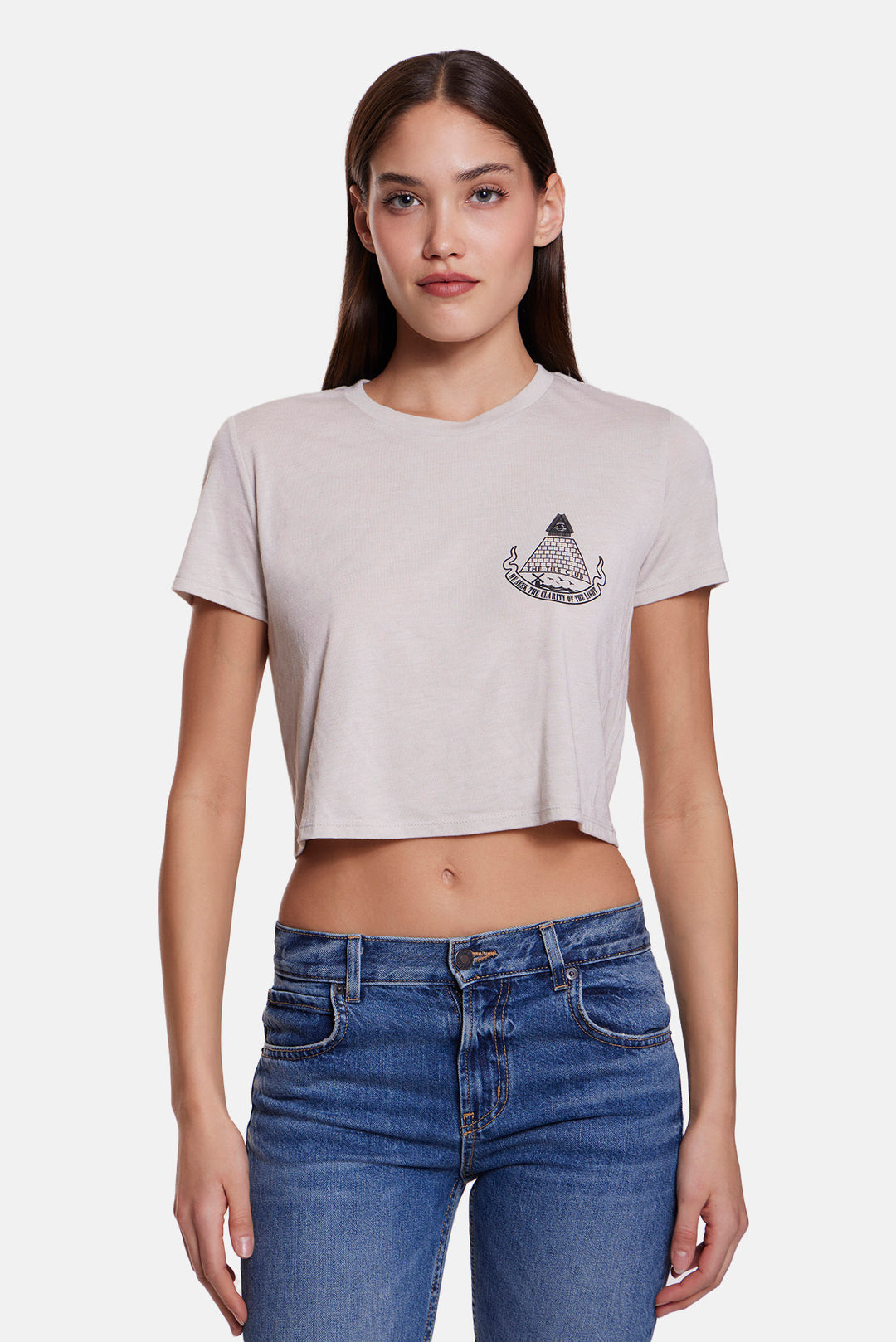 Pyramid Crop Tee Beige