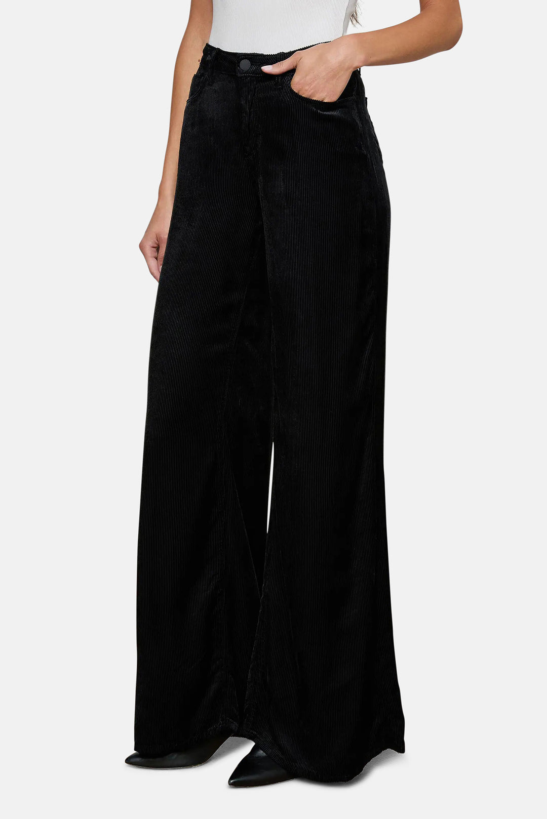 Quincy Wide-Leg Corduroy Pant Black
