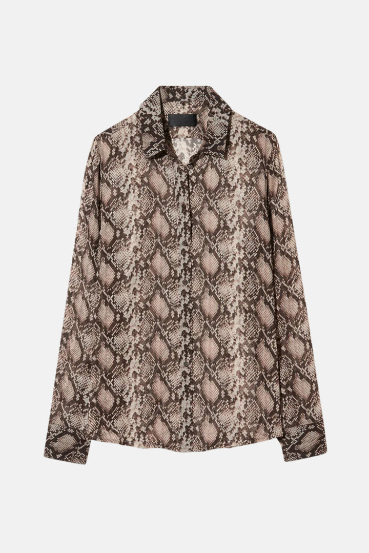 Gaia Slim Shirt Stone/Brown Snake Print