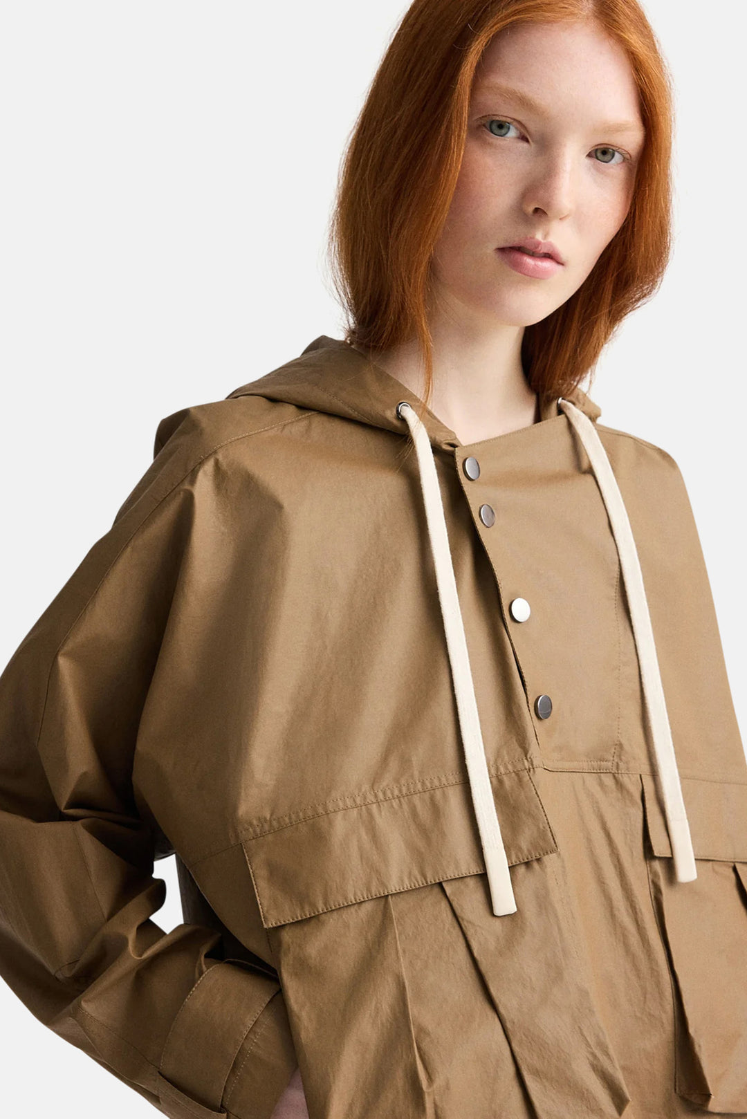 Rain Check Hoodie in Lightweight Cotton Trench Ermine