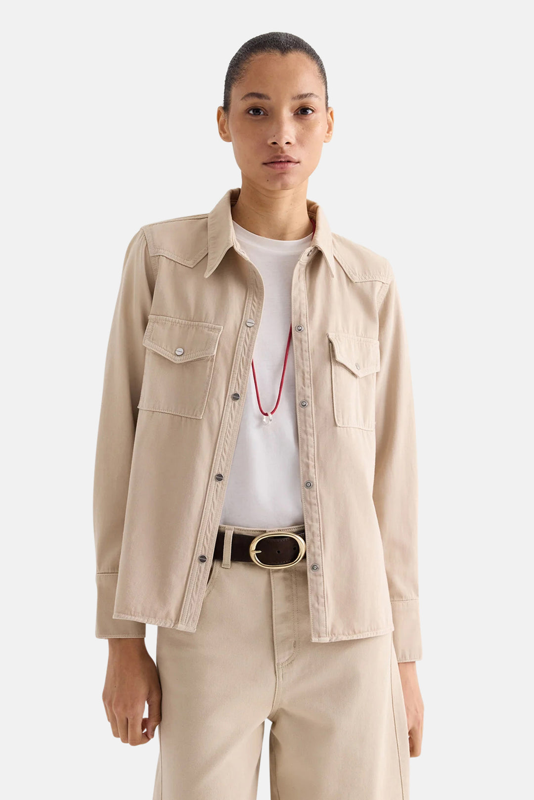 Ranchers Daughter Shirt in Japanese Natural Denim Sandshell