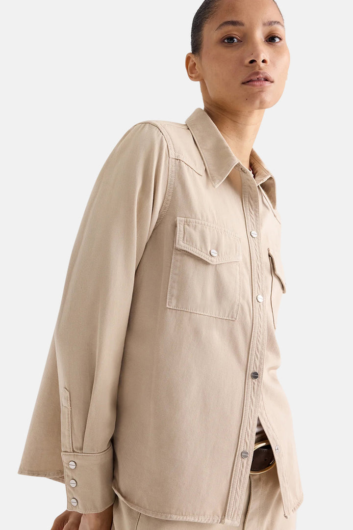 Ranchers Daughter Shirt in Japanese Natural Denim Sandshell