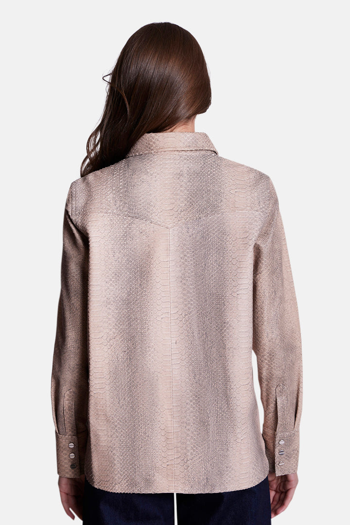 Ranchers Daughter Shirt in Taupe Multi Python