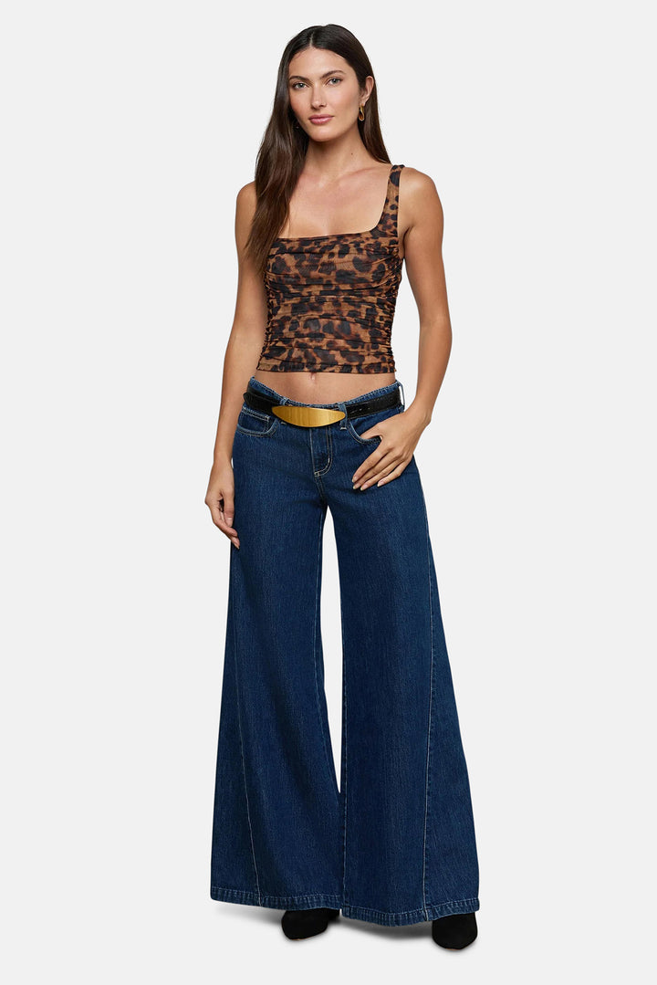 Rasha Shirred Tank Brown Multi Amur Leopard