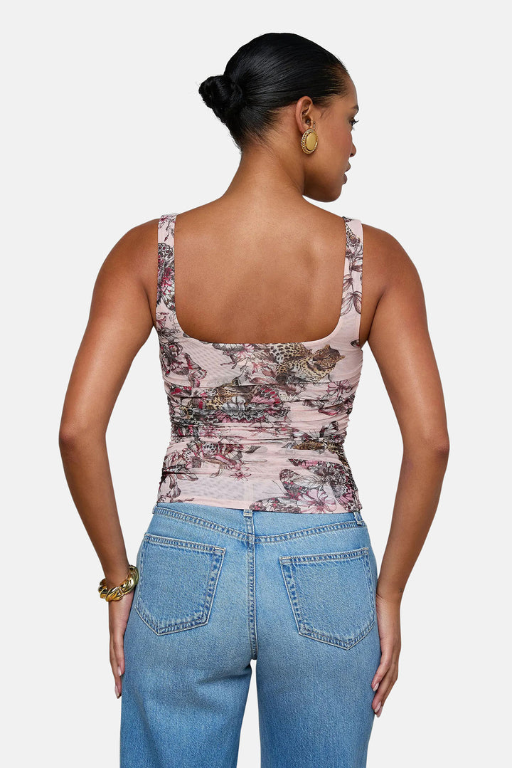 Rasha Shirred Tank Nectar Pink Multi Butterfly Jungle