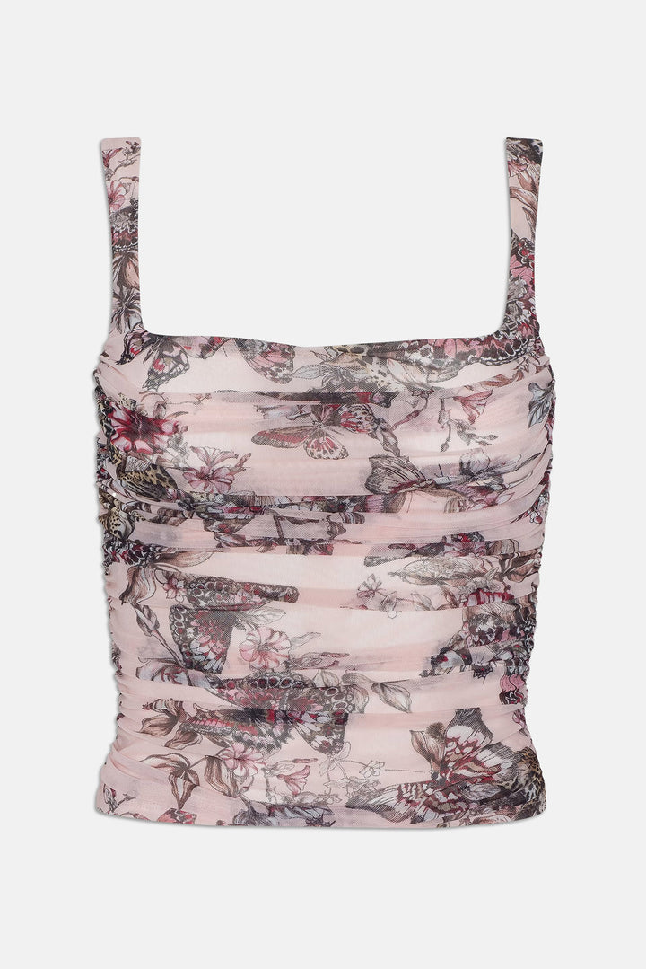 Rasha Shirred Tank Nectar Pink Multi Butterfly Jungle