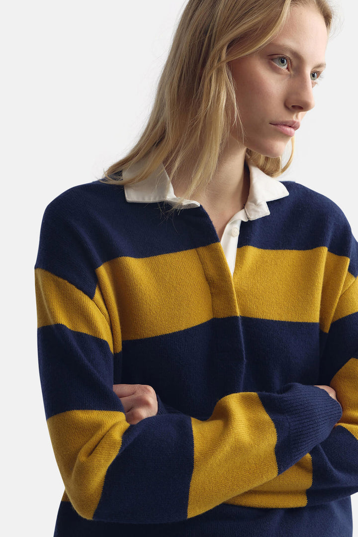 Rashida Rugby Sweater Navy/Amber Stripe