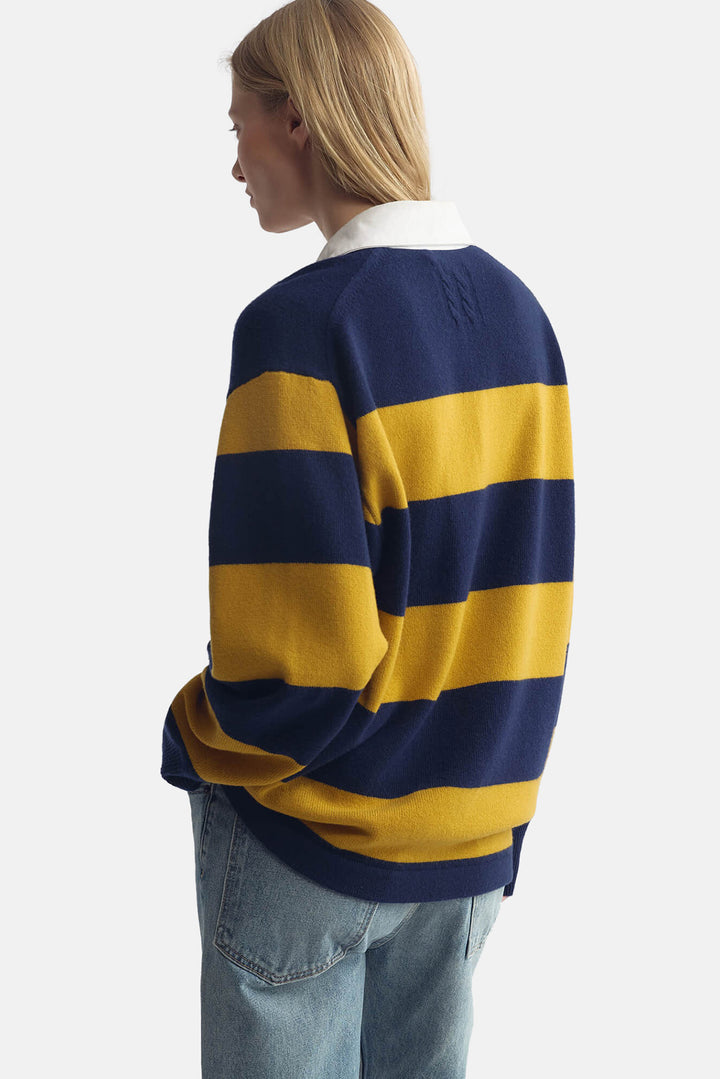 Rashida Rugby Sweater Navy/Amber Stripe