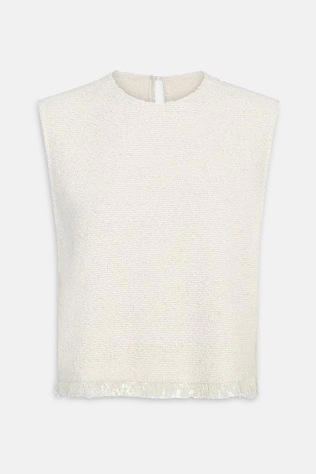 Raw Hem Shell Top in Ivory