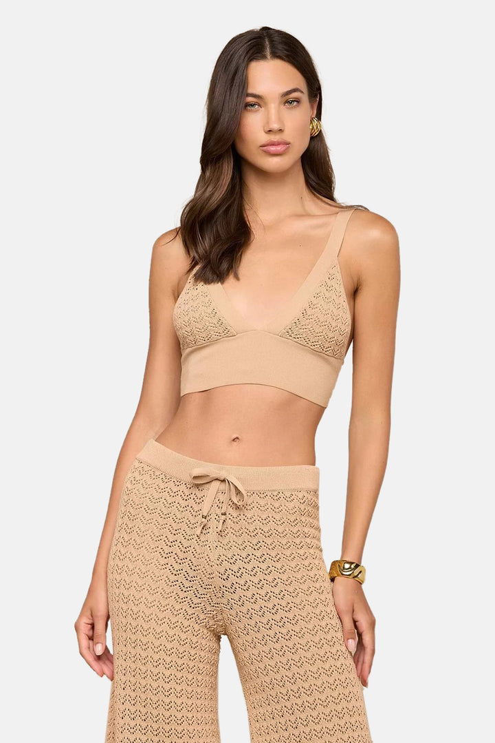 Reverie Pointelle Knit Bralette Light Cappuccino