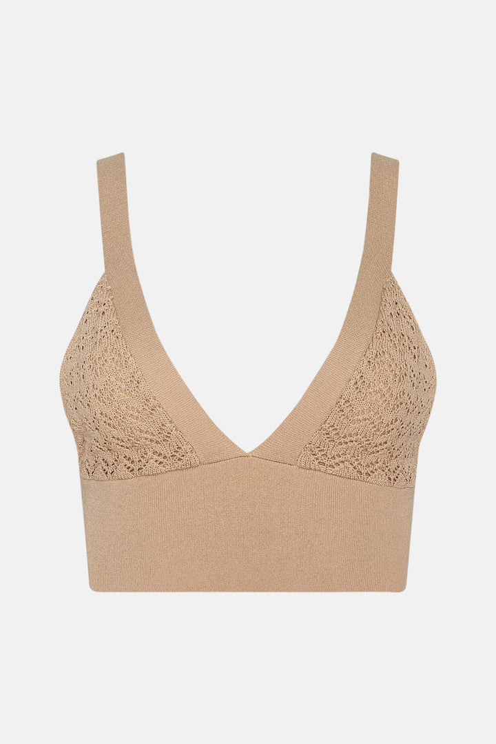 Reverie Pointelle Knit Bralette Light Cappuccino