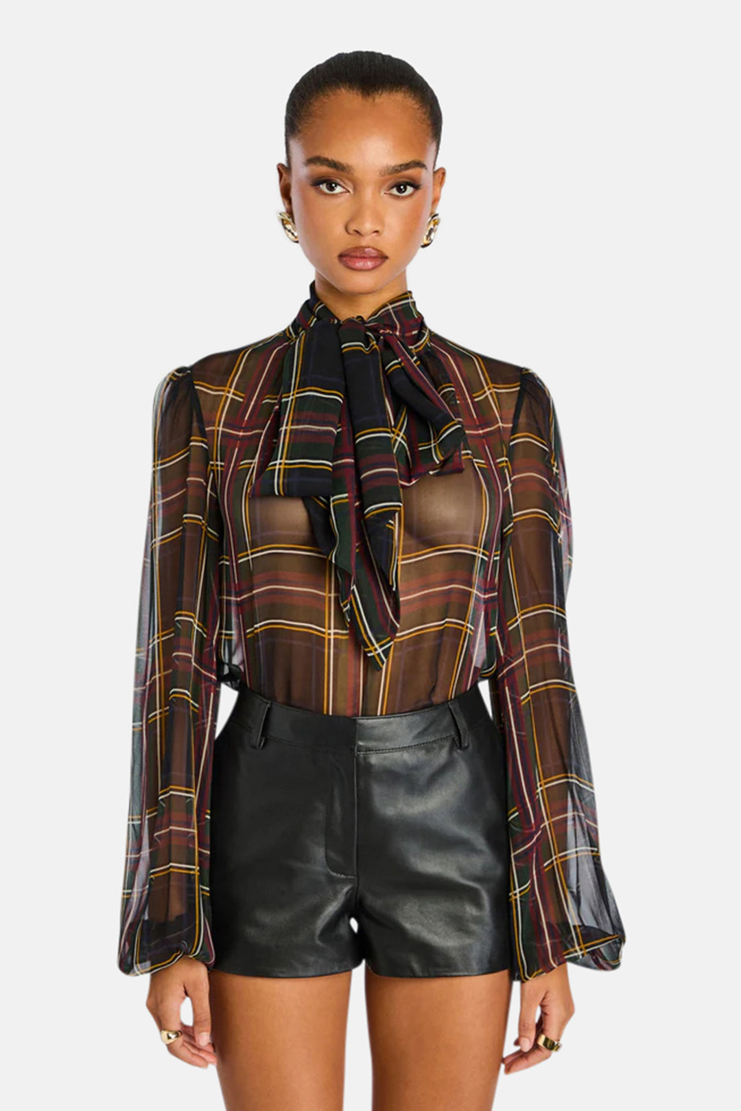 Rhianna Blouse Black Tartan