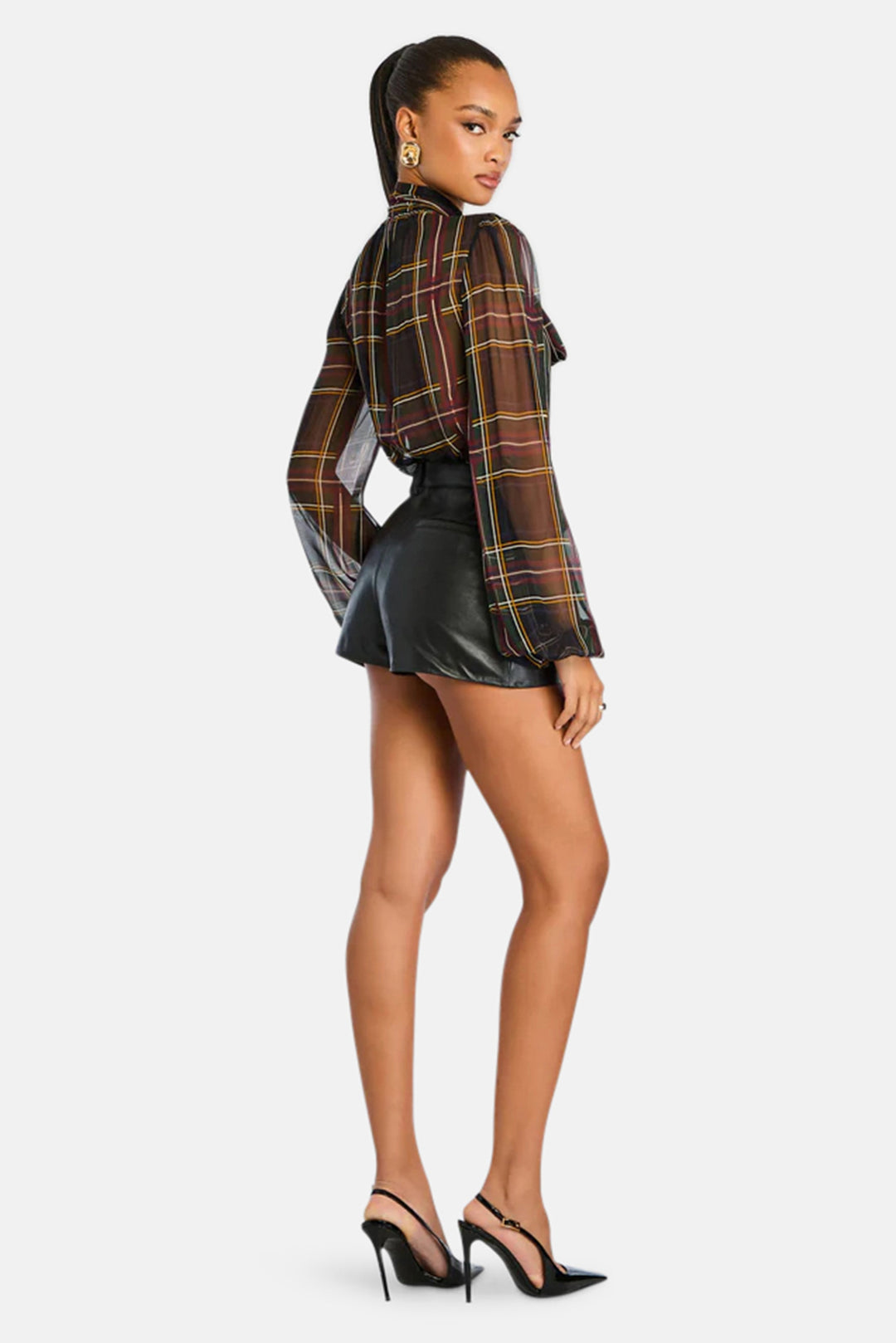 Rhianna Blouse Black Tartan