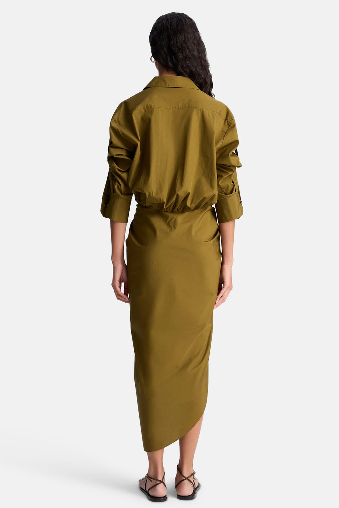 Rhodes Draped Cotton Midi Skirt Hazel
