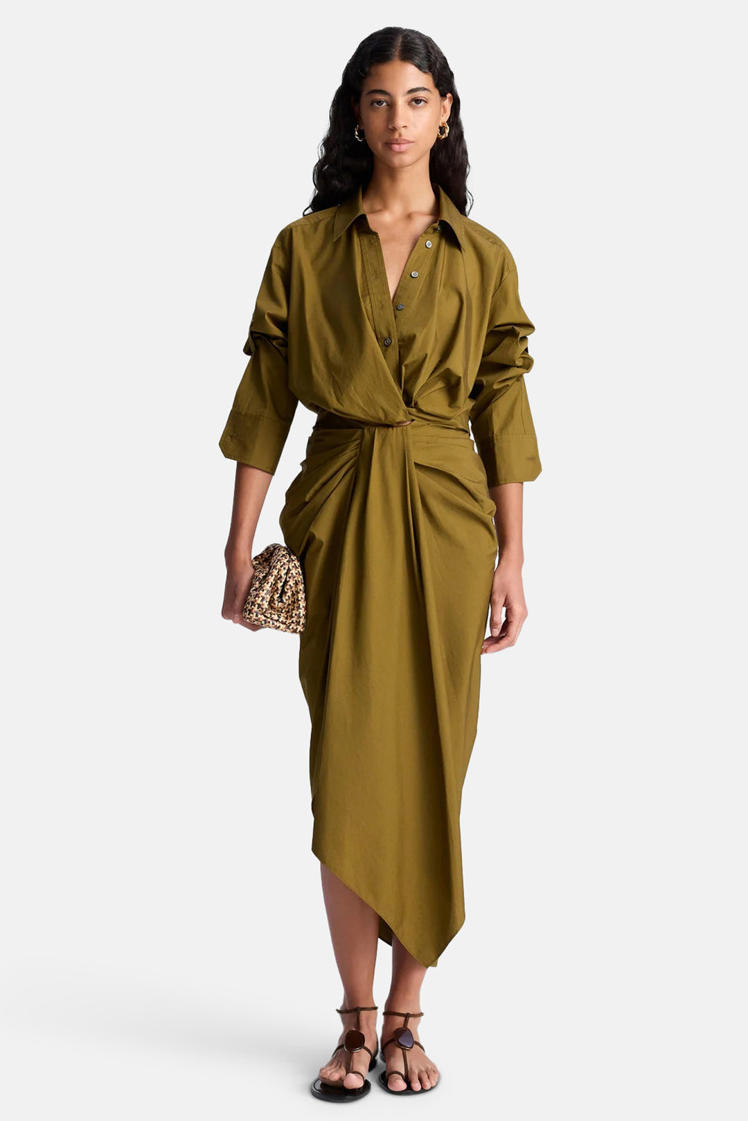 Rhodes Draped Cotton Midi Skirt Hazel – blueandcream