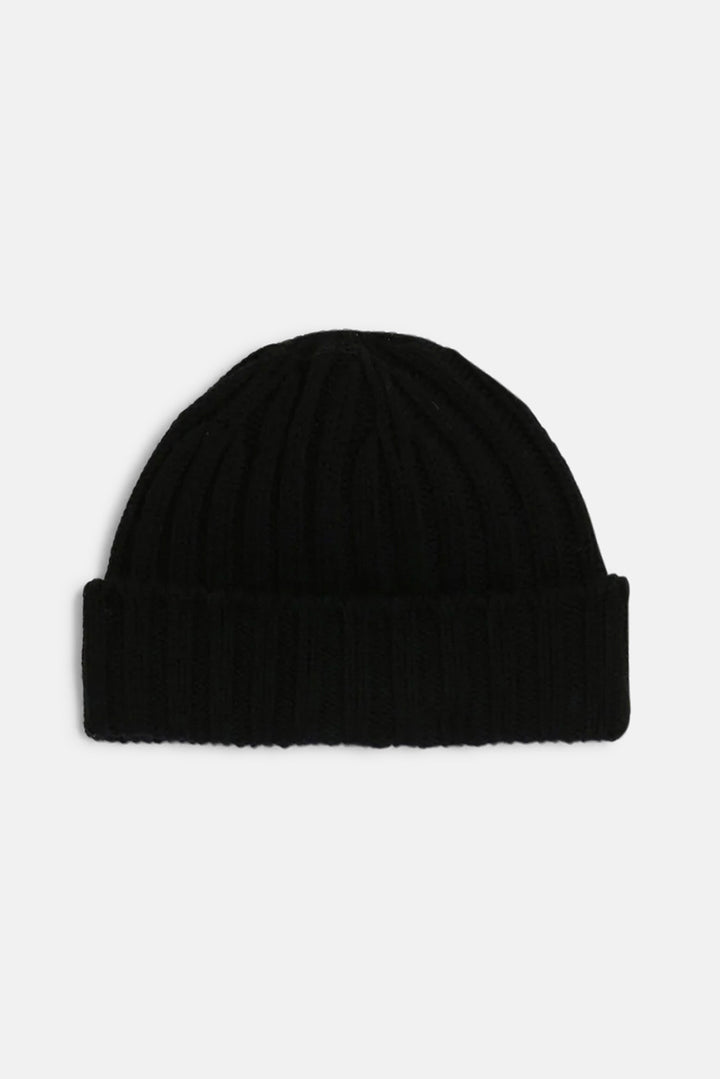 Ribbed Wool Beanie Black