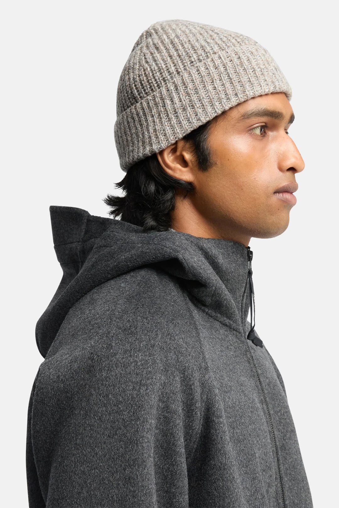 Ribbed Wool Beanie Dove Grey