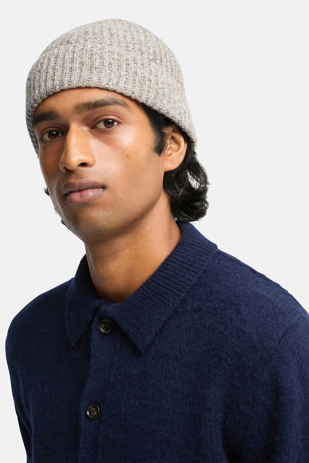 Ribbed Wool Beanie Dove Grey