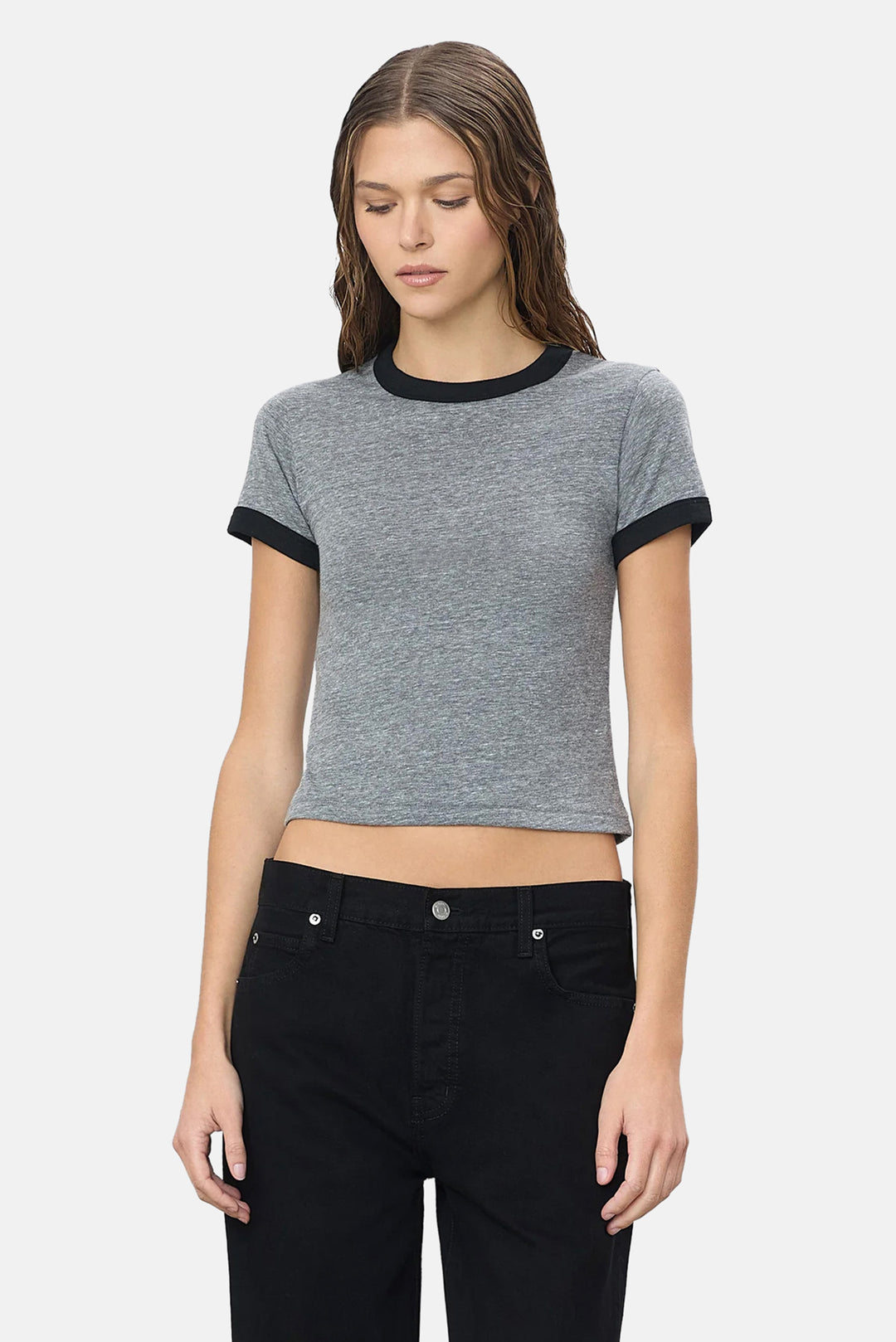 Ringer Baby Tee Dark Grey/Black
