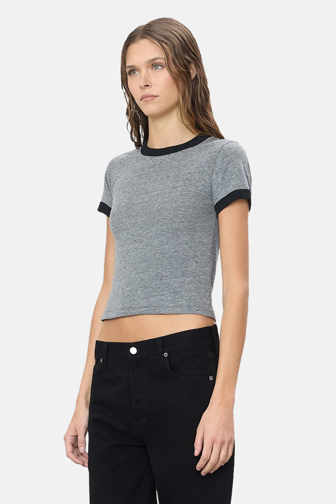 Ringer Baby Tee Dark Grey/Black