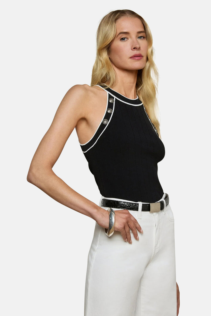 Rosemary Button Tank Black/White