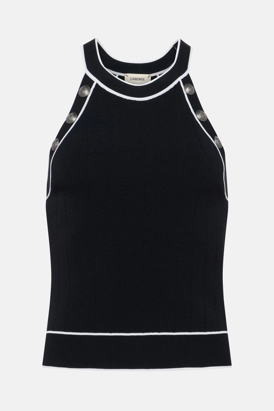 Rosemary Button Tank Black/White