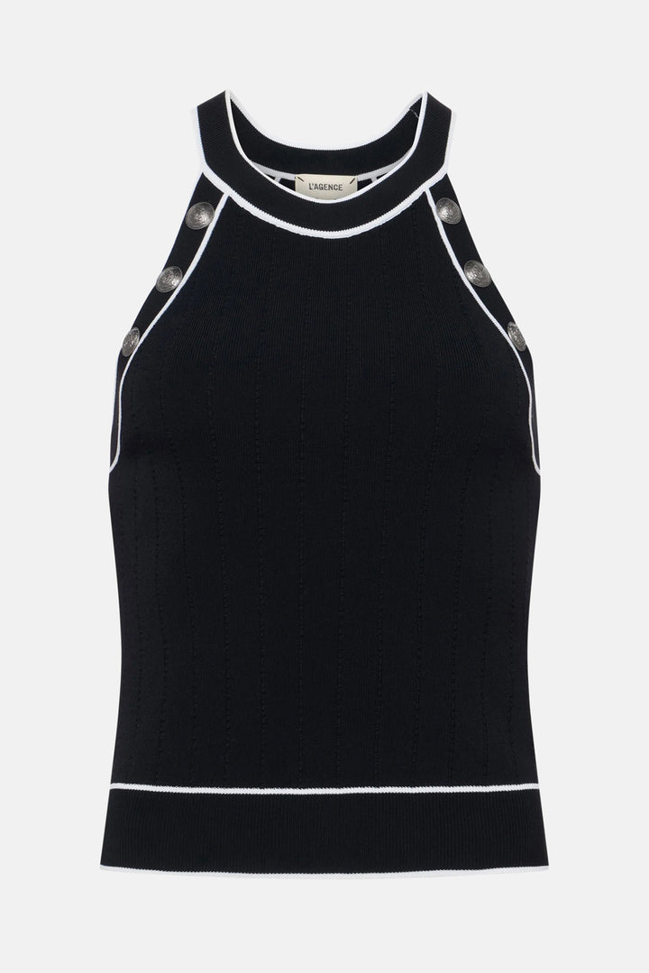 Rosemary Button Tank Black/White