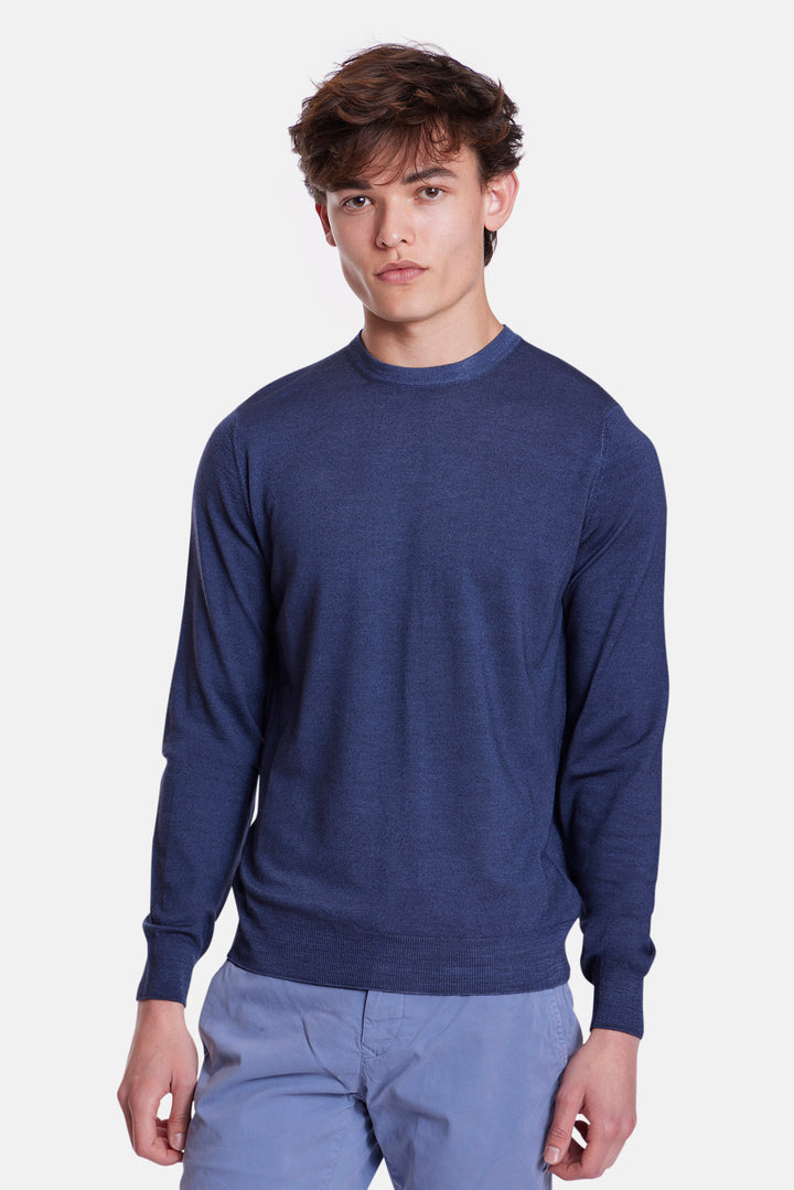 Royal Merino Wool Crewneck Blue