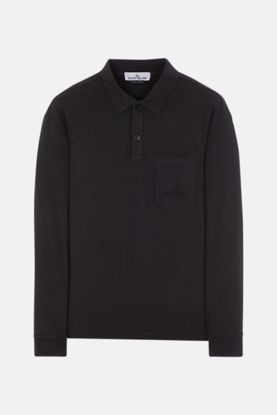 Garment Dyed Long Sleeve Polo Black