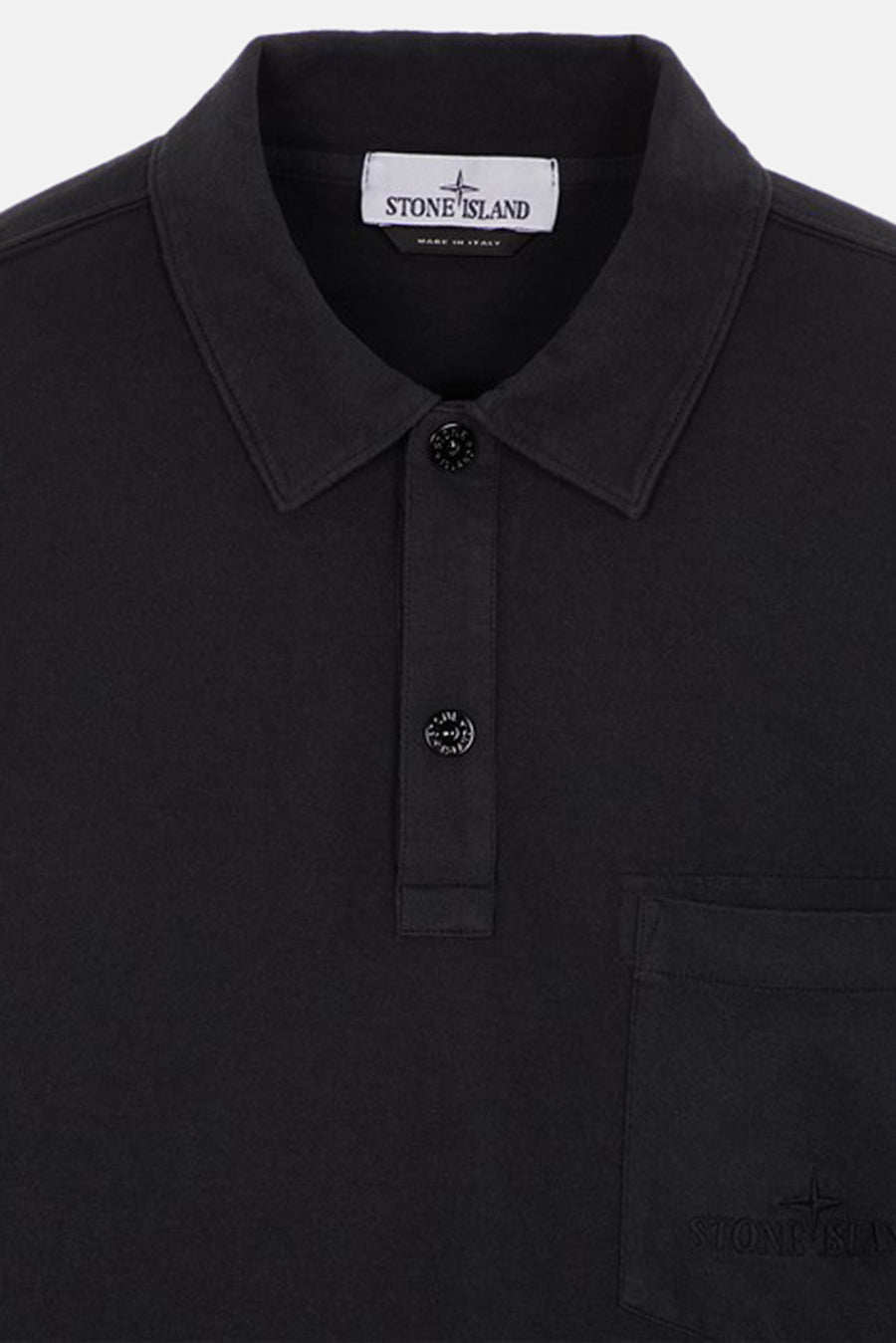 Garment Dyed Long Sleeve Polo Black