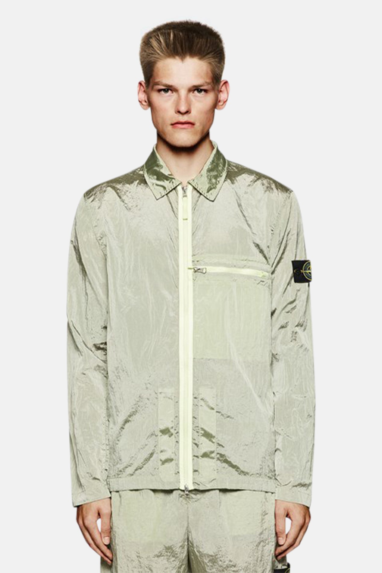 ECONYL Nylon Metal Overshirt Light Green – blueandcream