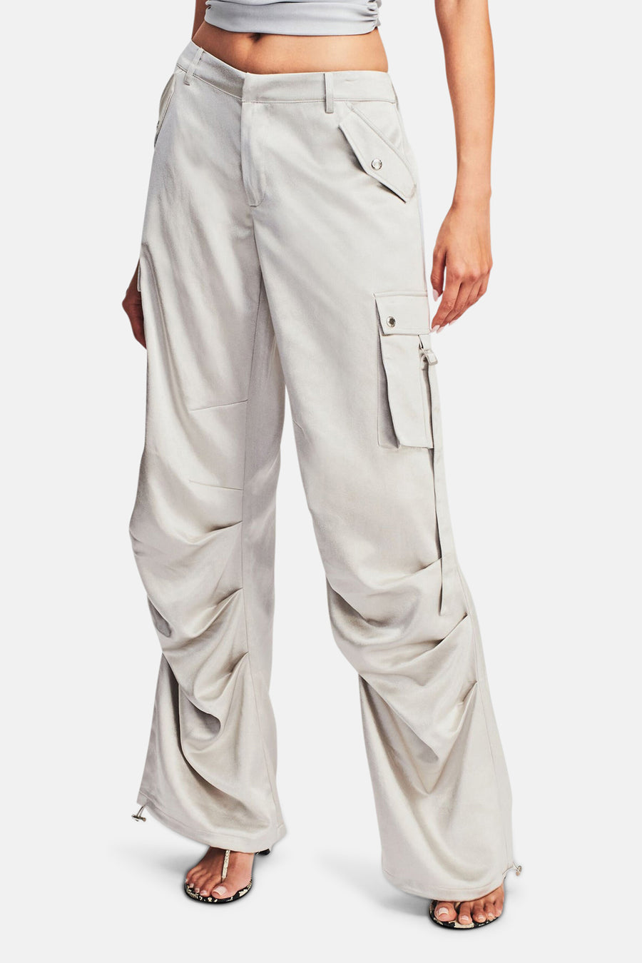 Lai Satin Cargo Pant Silver – blueandcream